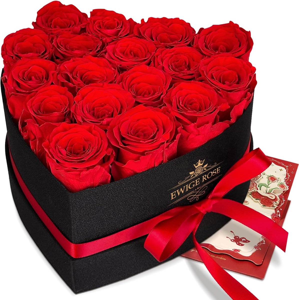 Eternity Rozen 17 Stuks - Rode Rozen in Hartdoos - Symbool van Liefde - Perfect Cadeau voor Vrouwen - SnelShoppen