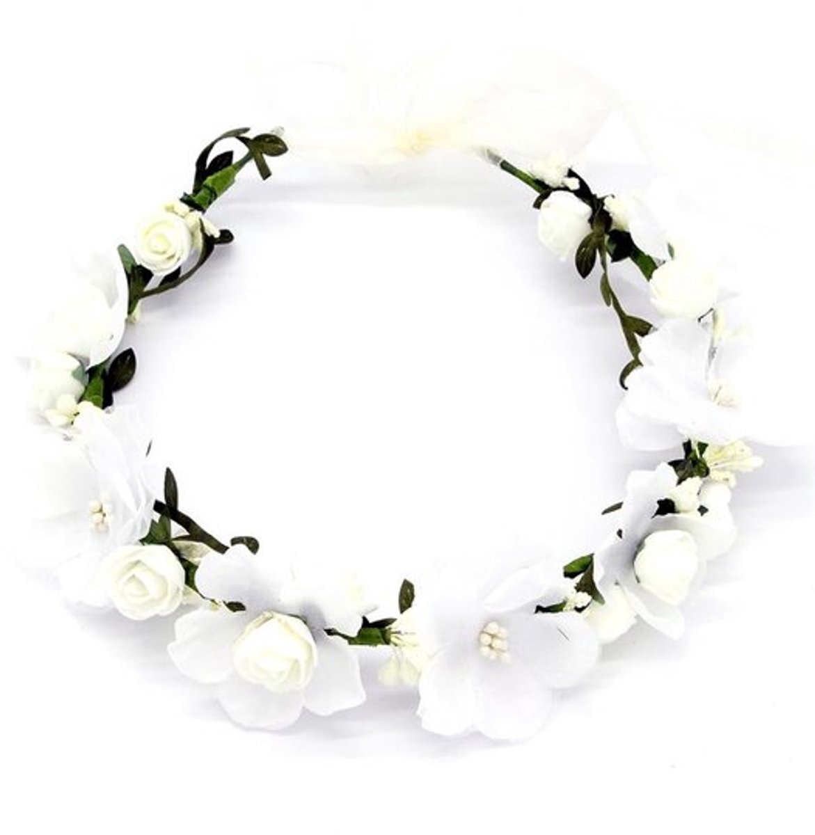 Bloementak Kroonhoofdband - Bloemenkrans - Haaraccessoires - Verstelbaar Lint - Hypoallergeen - Perfect voor Bruiloft