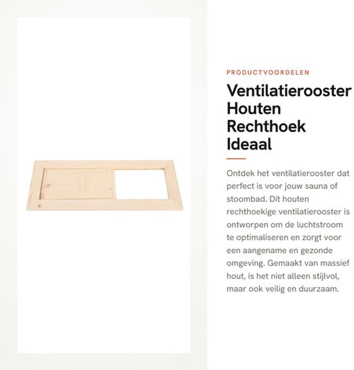 Ventilatierooster - Houten Rechthoek - Ideaal voor Sauna en Stoombad - Luchttoevoer Hendel - Duurzaam en Gezond - Eenvoudig Schoon te Mak...