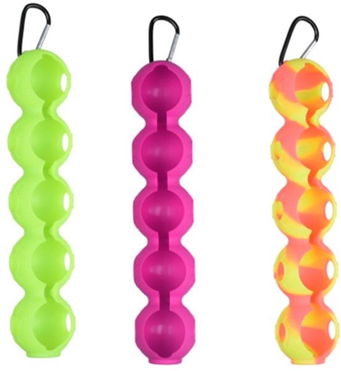 Siliconen Balhoes 3-Pack - Milieuvriendelijk - Opbergbalclip - Karabijnhaak - Draagbaar - Duurzaam Siliconenmateriaal - Golfbalhoes