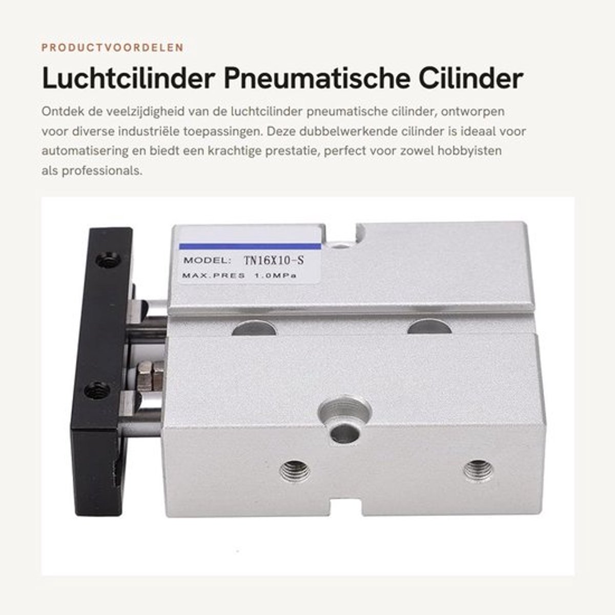Luchtcilinder Dubbelwerkend - Roestvrij Aluminiumlegering - 10-200mm - Hoge Precisie - Corrosieweerstand - Compacte Structuur - Pneumatische Cilinder