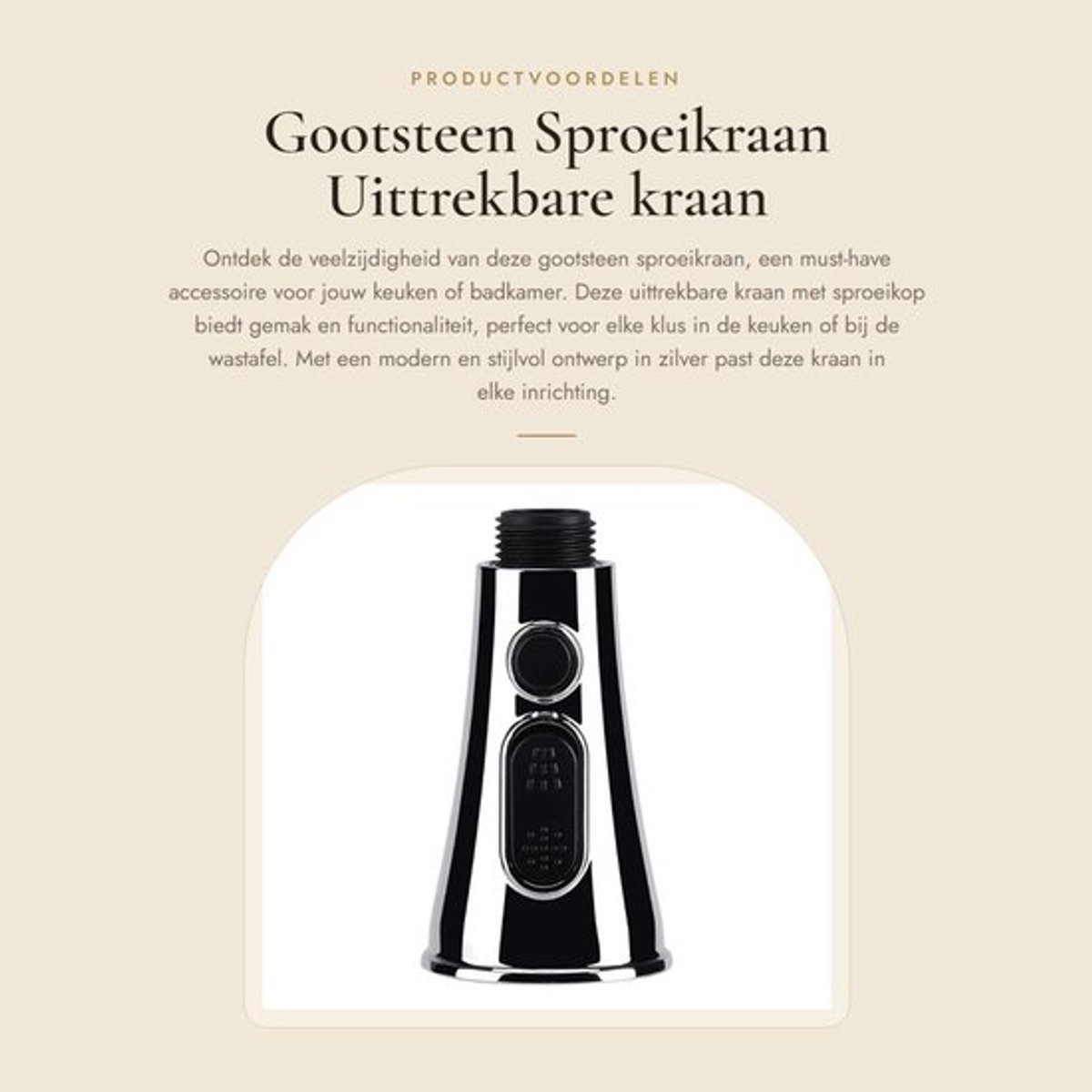Sproeikraan Uittrekbaar - Gootsteen Kraan - Douchekop - Keuken/Badkamer Accessoire - ABS - Zilver - 1 stuk - Keukenkraan
