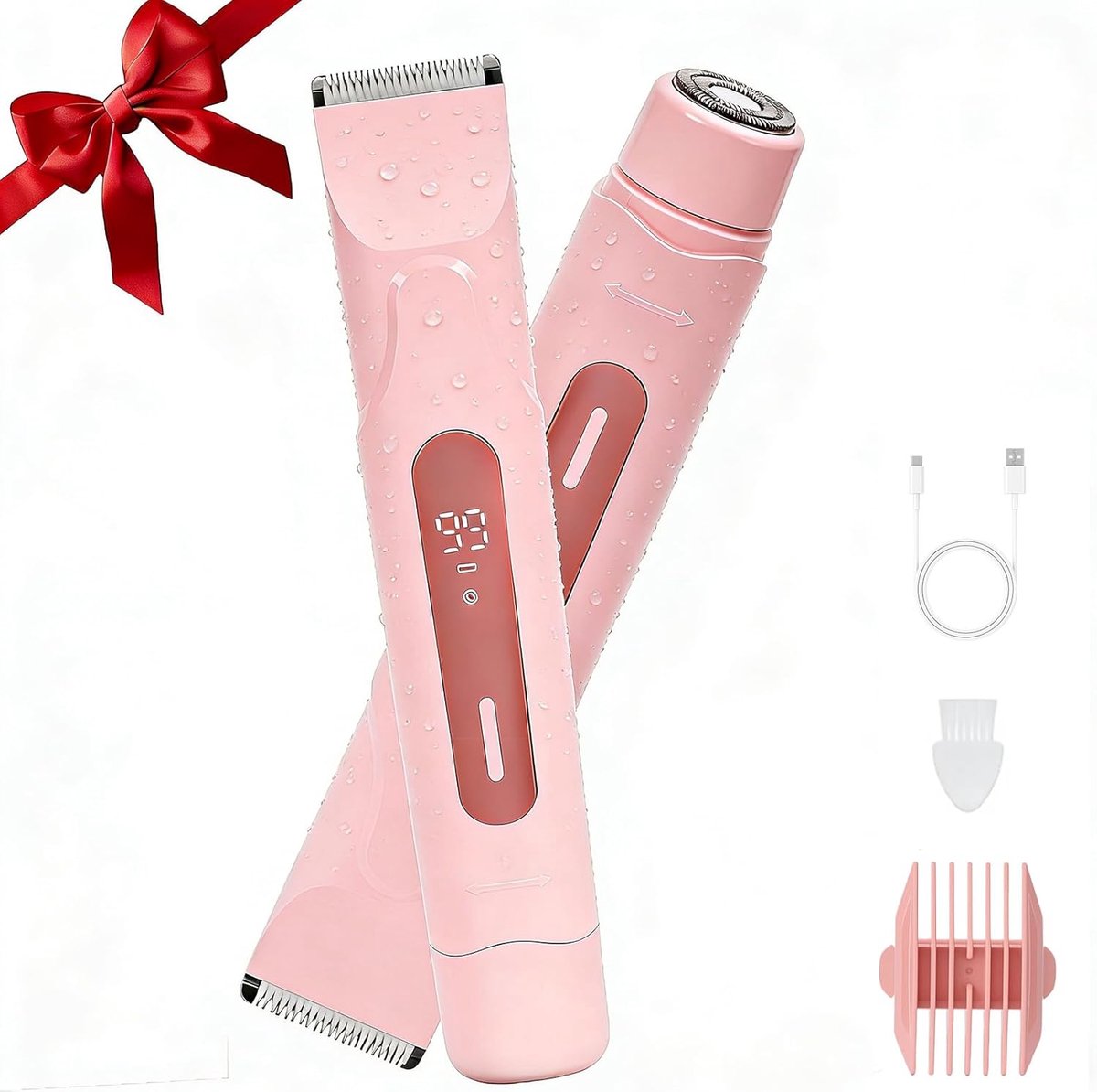SnelShoppen - Wendict Dames Scheerapparaat Intieme Zone - Dubbele Kop, USB-C Oplader, IPX7 Waterdicht, LED-Display voor Gezicht, Benen en Oksels