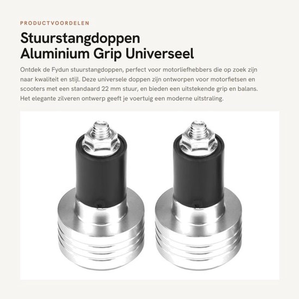 Stuuruiteinden Aluminium - Motor Handvatten - Universeel 22 mm - 2 Stuks - Gewicht Balansplug - Lengte 54 mm - Motorhandvat