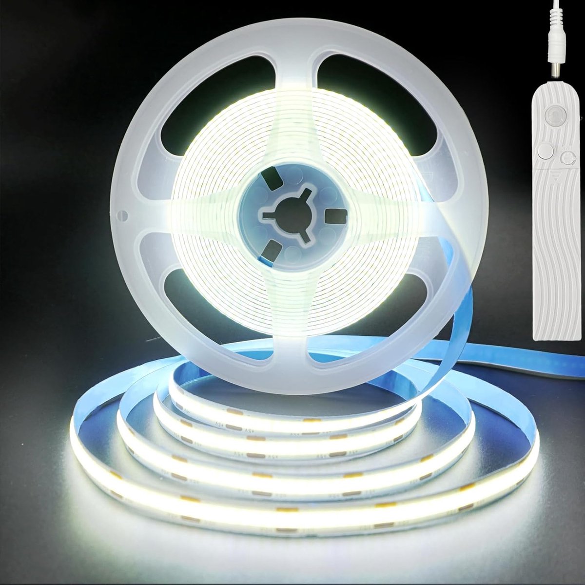 SnelShoppen - 5V Bewegingssensor COB LED Strip Light 2Pack, Dimbaar, Batterij Aangedreven, 9.84FT/3M, Koel Wit 6500K, 320 LED/M, 8mm Breed voor Thuis,