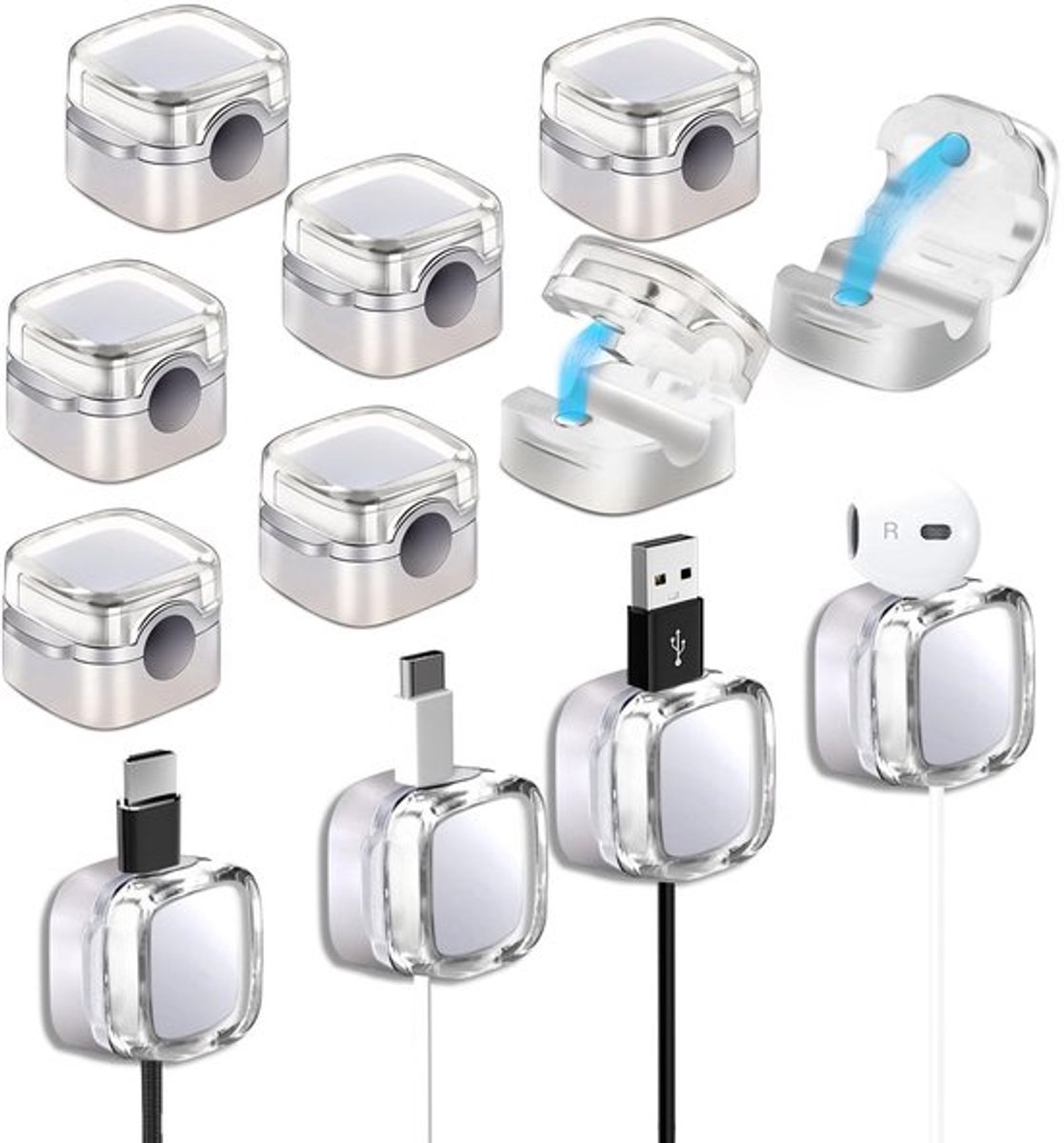 Magnetische Kabelclips - 14 Stuks Zelfklevende Kabelorganisatoren