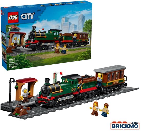 LEGO City Vintage Stoomtrein Trein Speelgoed voor Kinderen van 7 Jaar en Ouder - 60511