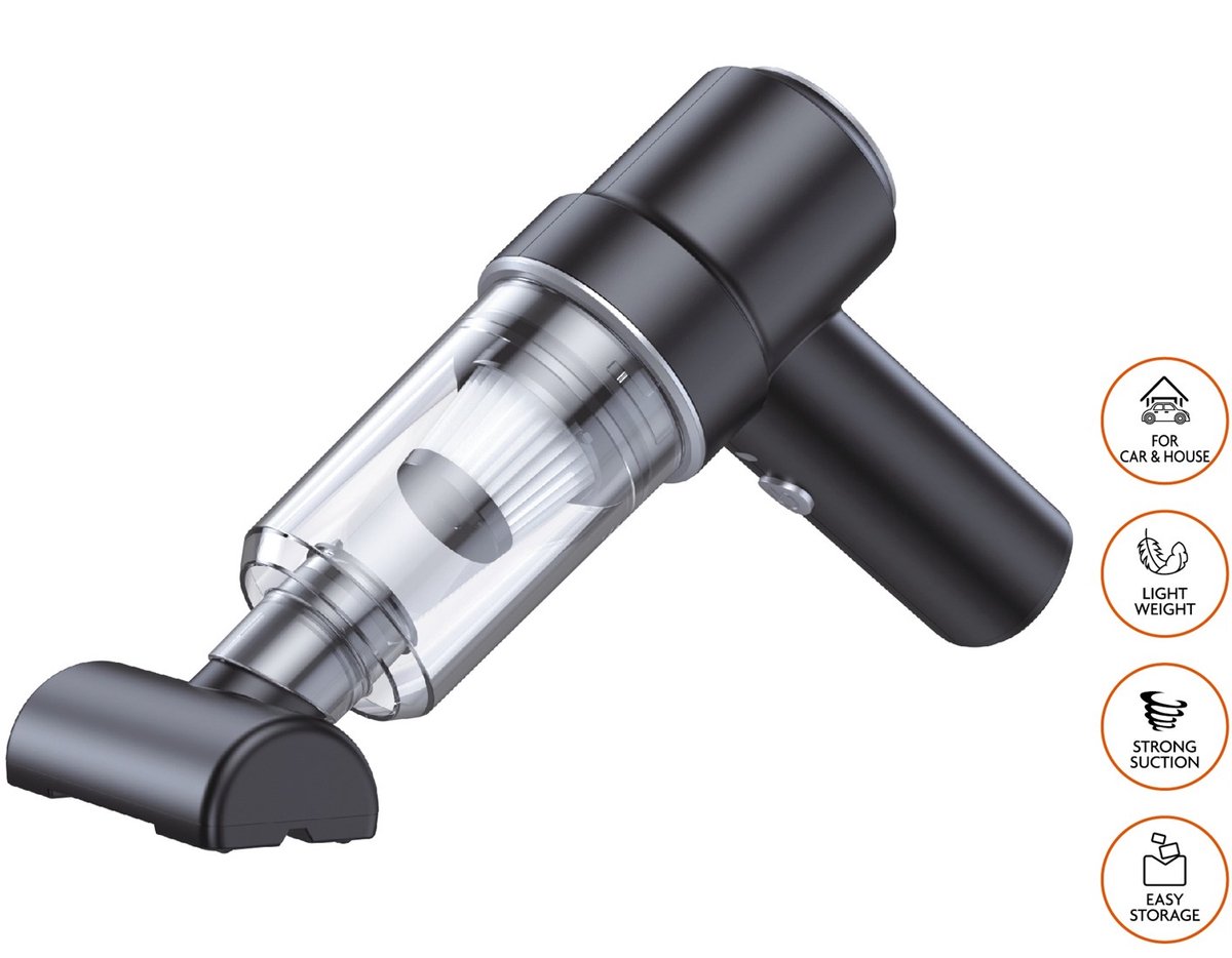 Draadloze Mini Stofzuiger Handheld - Krachtige Autostofzuiger Oplaadbaar USB-C - Compact Kruimeldief voor Auto, Bureau & Interieur - Zwart