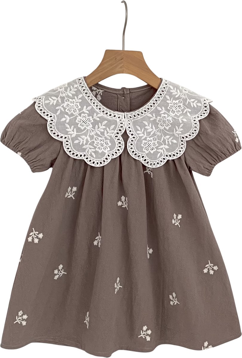 Currero Zomerjurk Meisjes Zomerjurken Kinderen Jurk Meisje Ibiza Stijl Sundress Kinderkleding Donkerbruin 5-6 Jaar