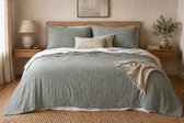 L&G - %100 Katoen Bedsprei 220 x 240 cm – 2-Persoons Bedsprei - Sprei - Plaid – quilt - Deken - Manu Groen