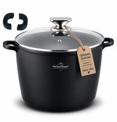 Swiss Haus® BDP28B Soeppan Inductie met Deksel - Ø 28 cm / 10.5 Liter Braadpan - PFAS Vrij - Kookpan Voor Alle Warmtebronnen - Pan Met Sapphire™ Antiaanbaklaag - Zwart