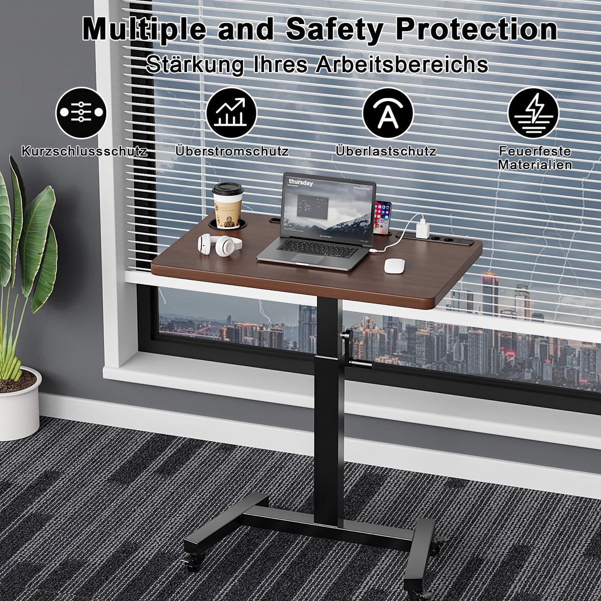 SnelShoppen - Tafelstopcontact met USB C PD 65W, 3-voudig Inbouwstopcontact met 3 USB Poorten, Bureau Stopcontact met 1,8 m Kabel voor Thuis, Kantoor