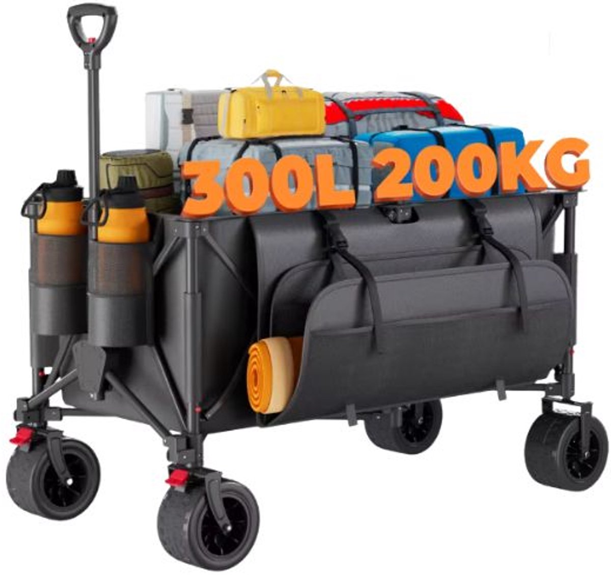 Emvae Bolderkar - Opvouwbare Bolderkar - Bolderwagen - 300L - 200 kg Draagvermogen - 360 Graden Wielen - Oxford Stof - Grijs
