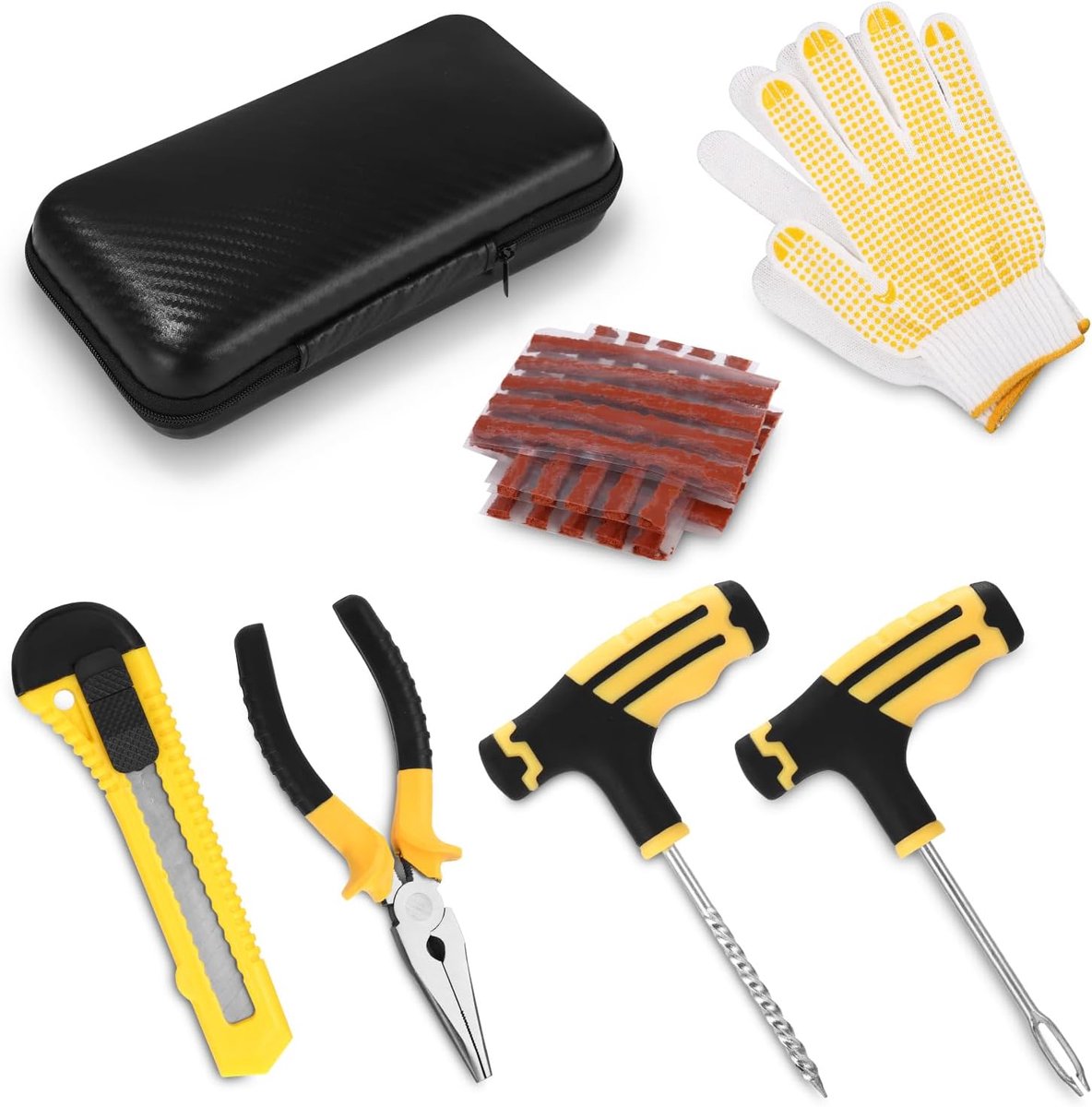 10-delige bandenreparatieset – voor tubeless banden, auto & motor, pechhulp,Professioneel gereedschap met dorn en rubberen reparatieschroeven – eenvoudig te gebruiken