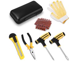 10-delige bandenreparatieset – voor tubeless banden, auto & motor, pechhulp,Professioneel gereedschap met dorn en rubberen reparatieschroeven – eenvoudig te gebruiken
