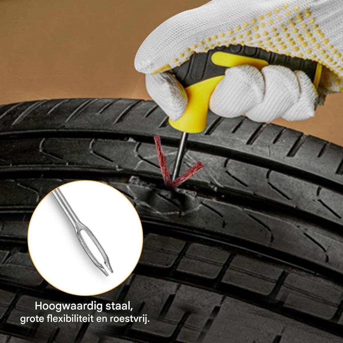 10-delige bandenreparatieset – voor tubeless banden, auto & motor, pechhulp,Professioneel gereedschap met dorn en rubberen reparatieschroeven – eenvoudig te gebruiken thumbnail 2
