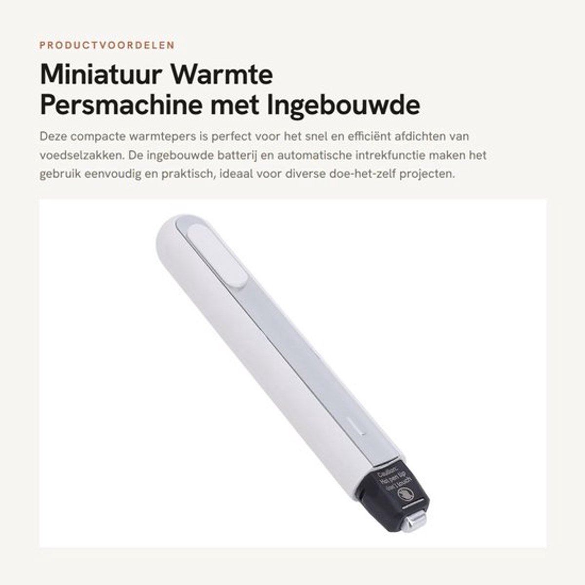 Miniatuur Warmte Persmachine met Ingebouwde Batterij