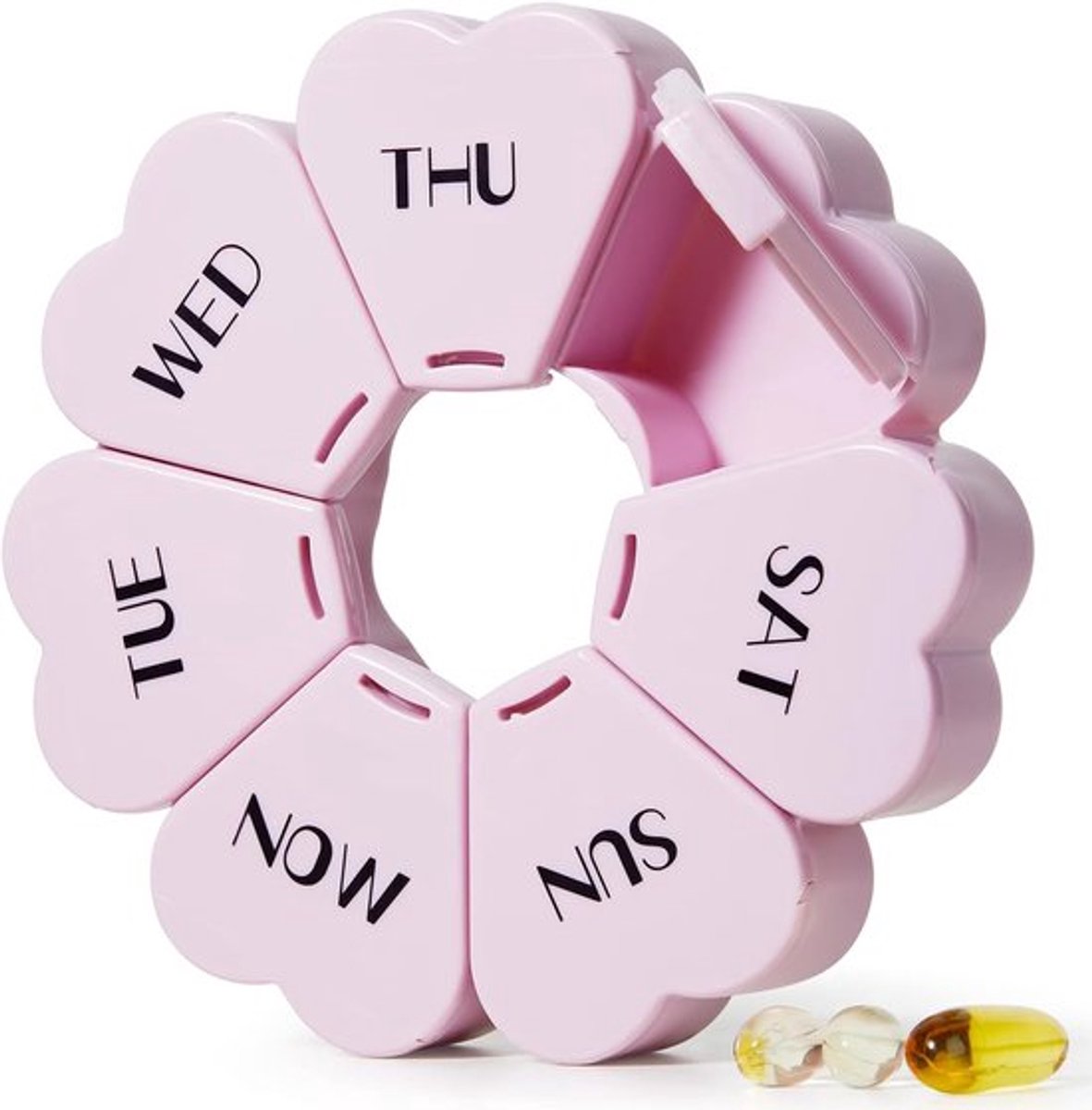 Grote pillendoos voor een hele week, 7-daagse pillendoos voor meisjes, paarse en roze houder voor dagelijkse vitamines, geschikt voor visolie/medicijnen/voedingssupplementen.