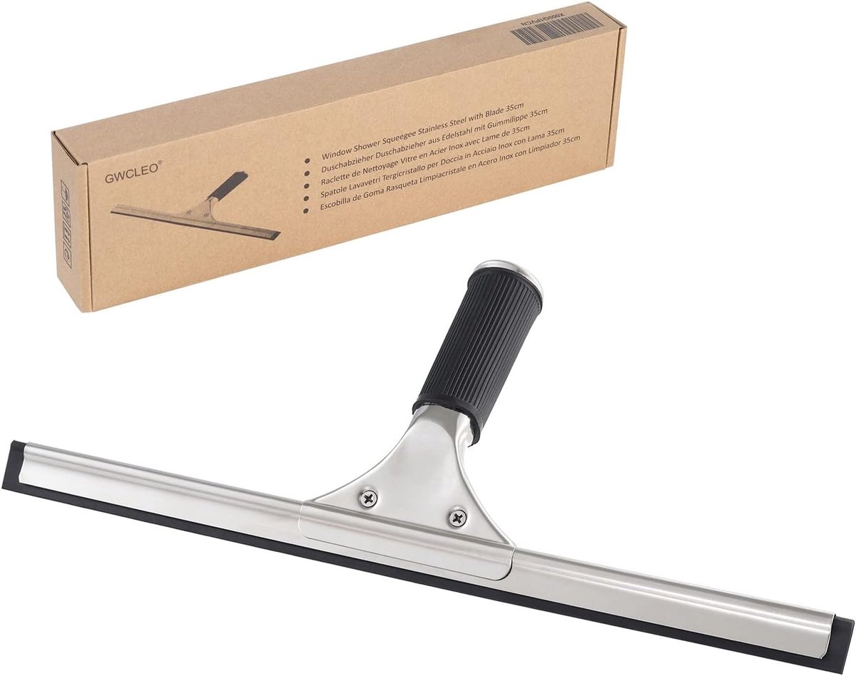 Douchewissers 35 cm - roestvrij staal - glazenwissers met bladen - ideaal voor badkamer en spiegel - ShopVlot