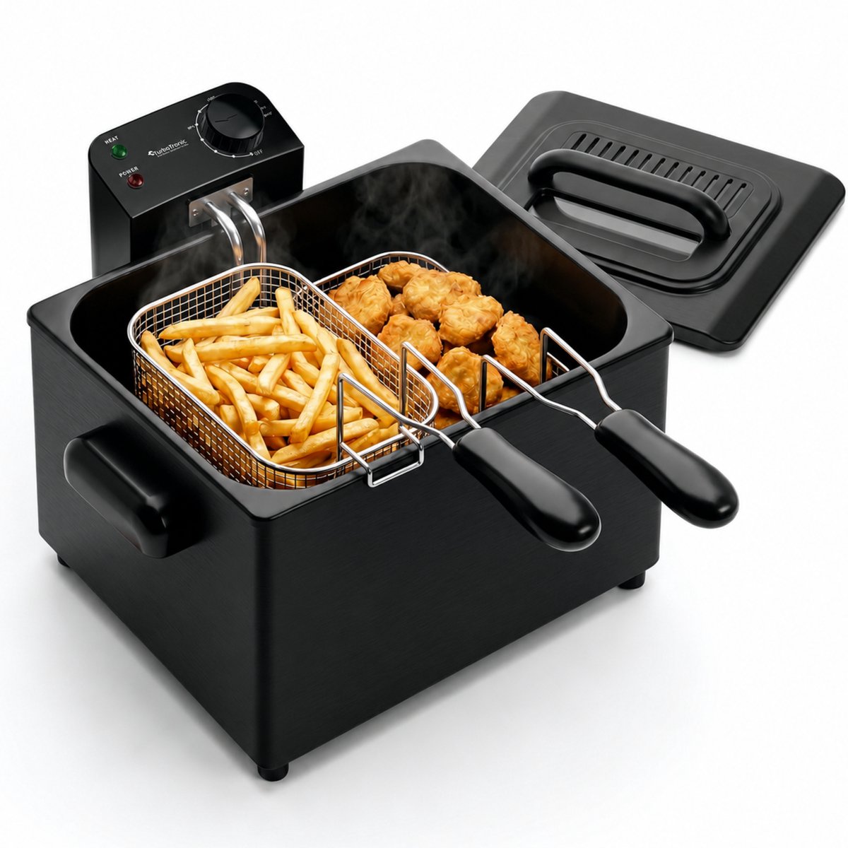 Turbotronic DF-3 Duo - Dubbele frituurpan - 2x 2,5 Liter - Koude zone - Zwart