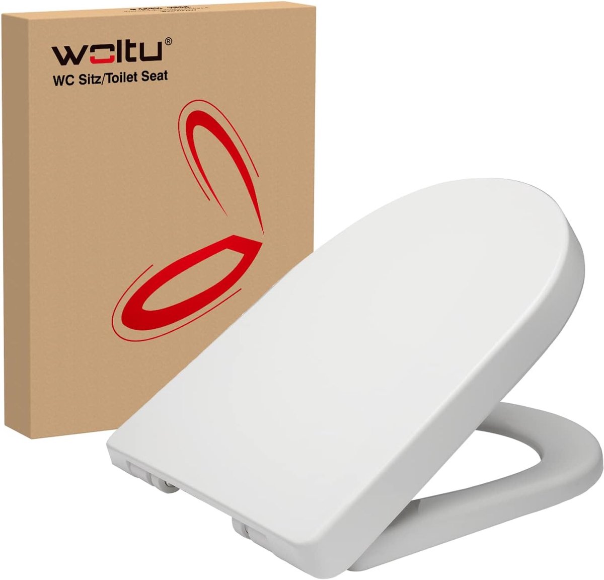 SnelShoppen - D Shape Toilet Seat - WC Bril - Toiletzitting met Snelle Ontgrendeling en Softclose Functie - Wit - PP Materiaal - 45x36 cm - Geschikt v