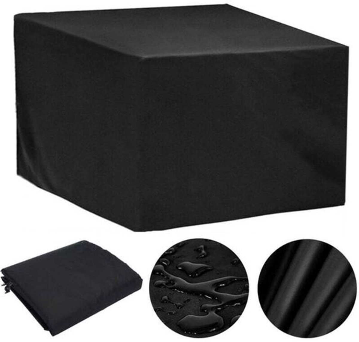 Tuinmeubelhoes voor buiten, 110x110x85 cm, Oxford-stof, waterdicht, winddicht en UV-bestendig (zwart).