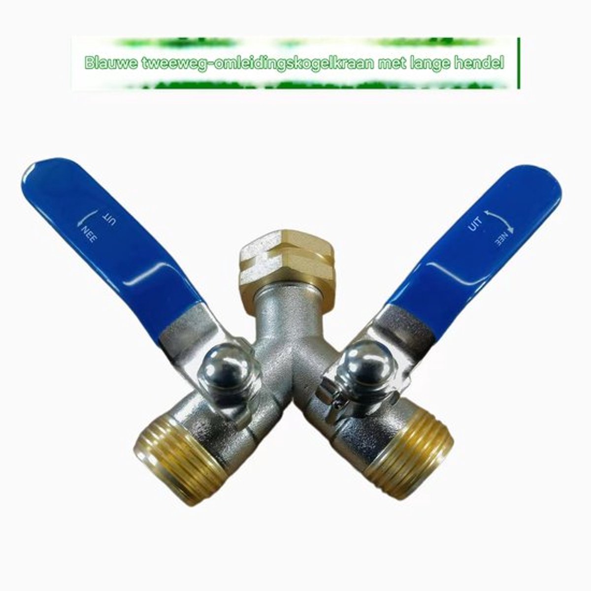 Robuuste messing splitter voor tuinslangen, Y-vormige waterslangsplitter met Y-ventiel en 