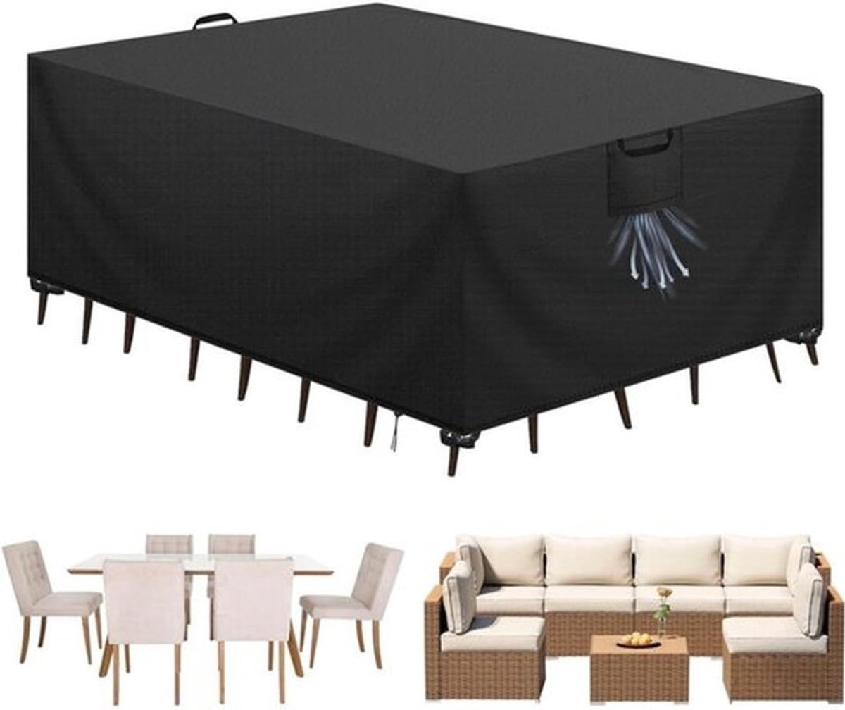 Tuinmeubelhoes 180x120x74cm, waterdichte hoes voor tuinstoelen, buitentafelkleed, zeil, UV-bestendig