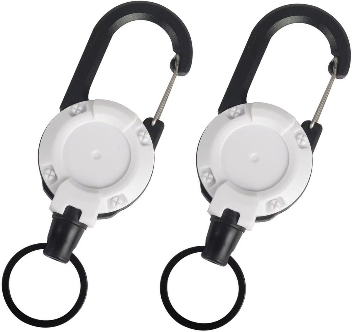 Draagbare 2-delige anti-verlies retractable stalen draad met rubberen coating, multifunctionele carabiner clip en 27,5 inch retractable touw, ideaal voor outdoor, camping en gereedschap gebruik