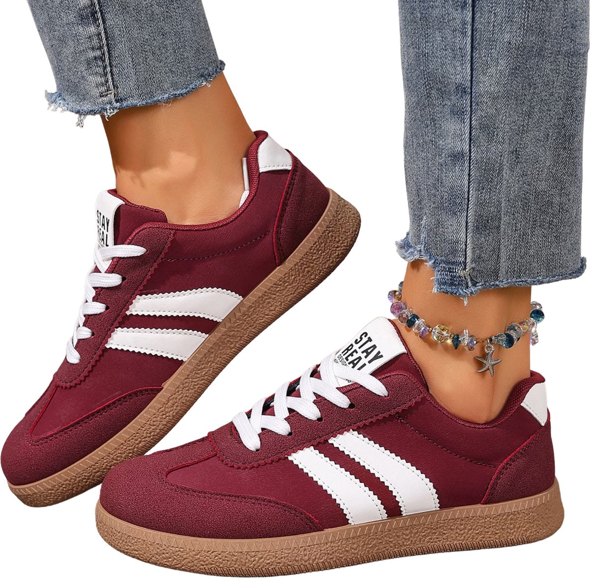 Currero Schoenen Dames Sneakers Comfortabel Slippers Casual Volwassenen 36.5 Rood