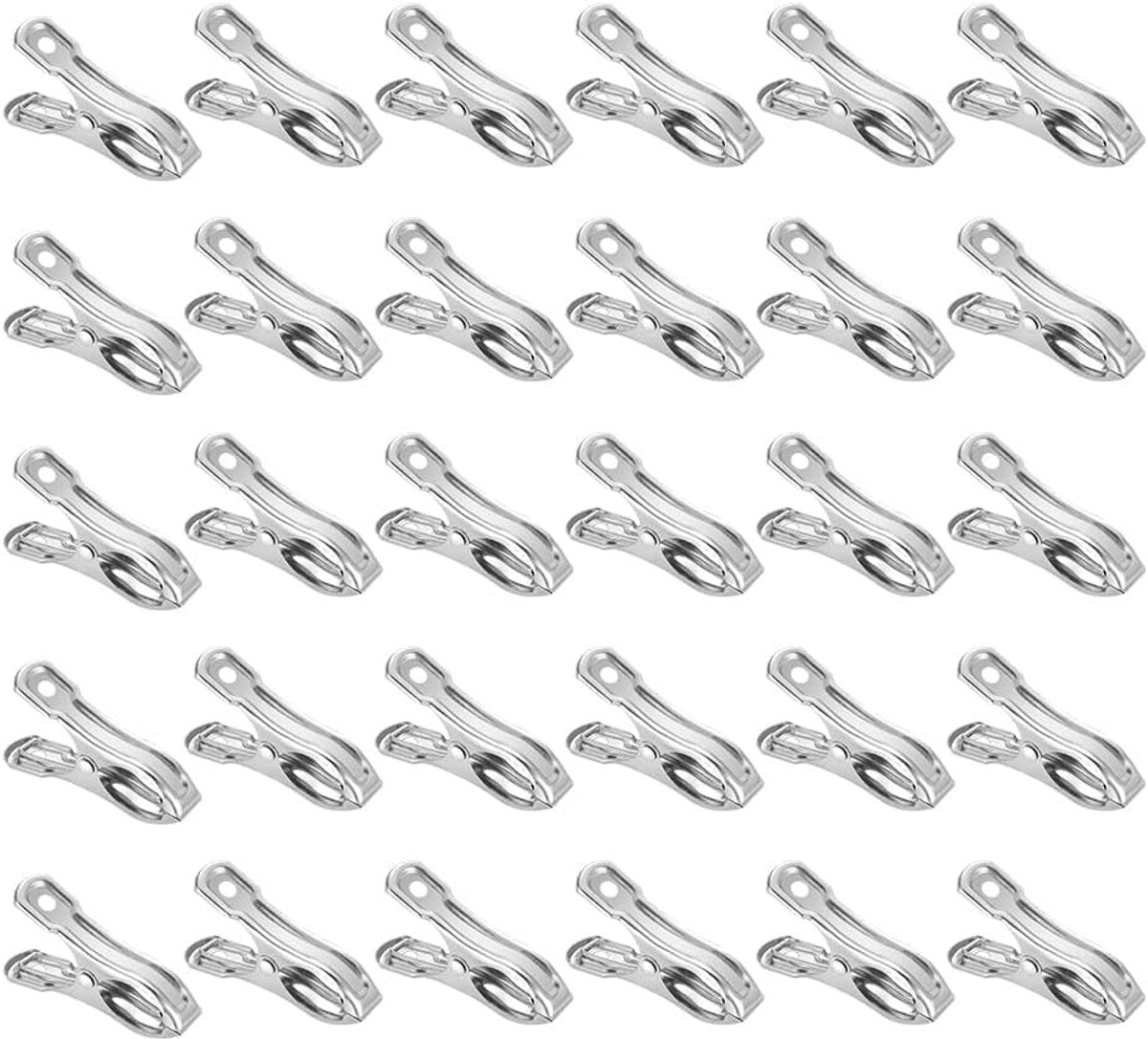30 Stuks Kledingknijpers - Rvs, Antislip Klemmen voor Handdoeken, Kleding, Sokken en Creatieve Projecten (5 x 3 cm)
