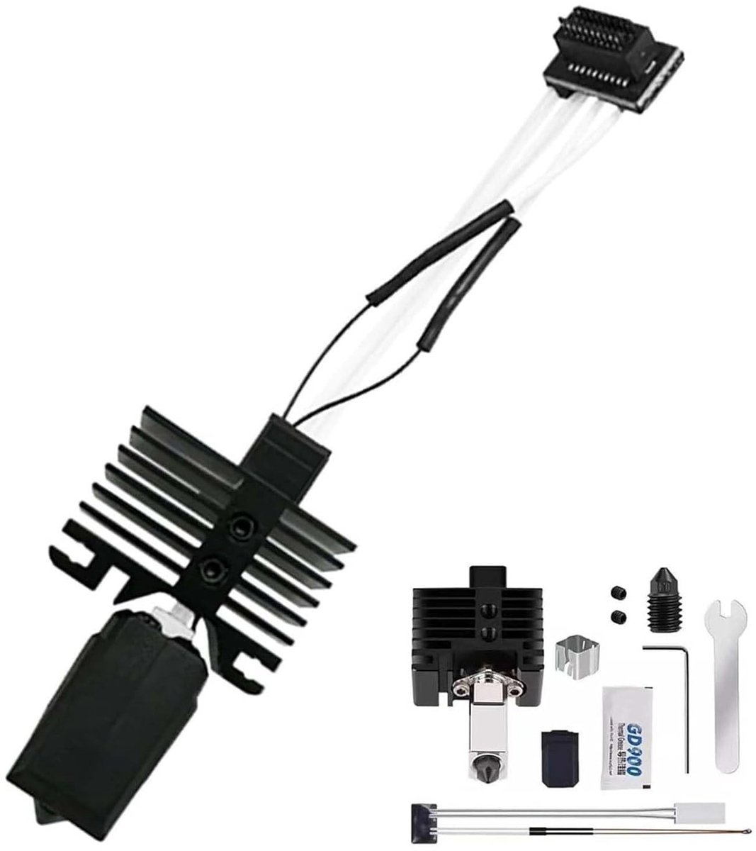 Hotend voor hoge temperatuur extruder met siliconen buis en gehard stalen mondstuk 0.4mm voor 3D-printers, geschikt voor precisie en duurzaamheid