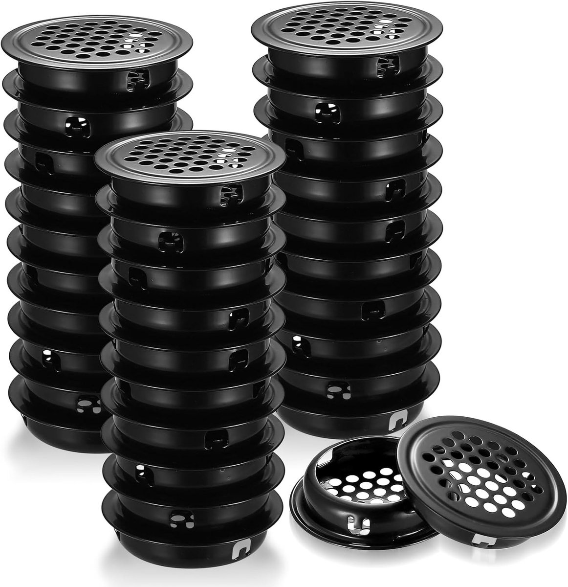 Ronde Ventilatieroosters 32 Stuks van RVS 35mm Zwart voor Meubels, Keuken en Kantoor - Ven