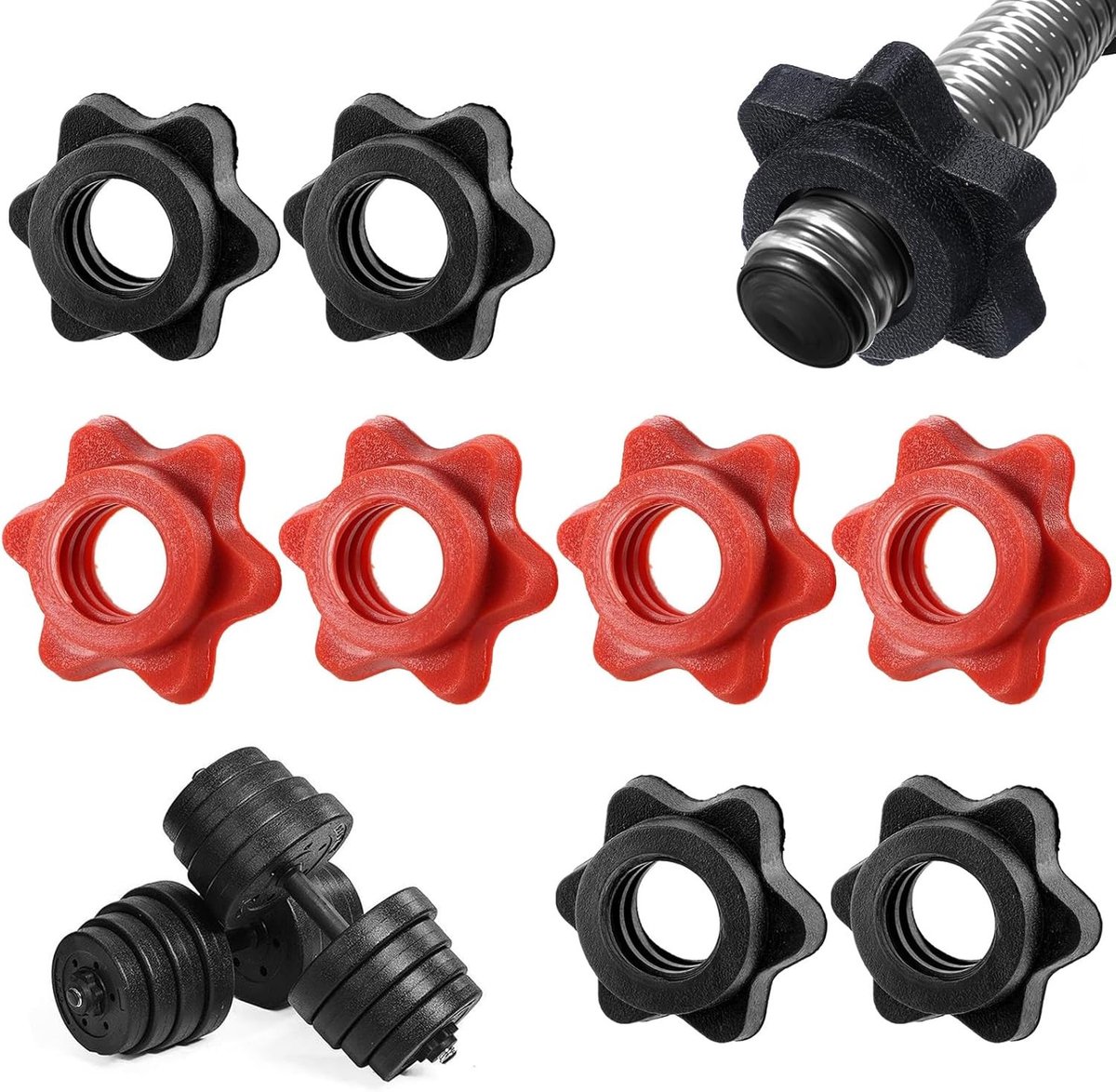 Set van 8 Halterclips voor Gewichtheffen, Snelle Ontgrendeling, 25 mm PVC Dumbbell Klemmen voor Fitness en Training