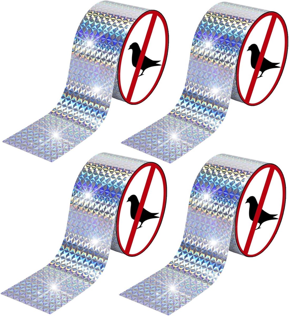 4 Rollen Reflecterende Vogelwerende Tape van 100 m x 2,2 cm voor Tuin en Huis, Effectieve Vogelafschrikking, Duurzaam en Weerbestendig