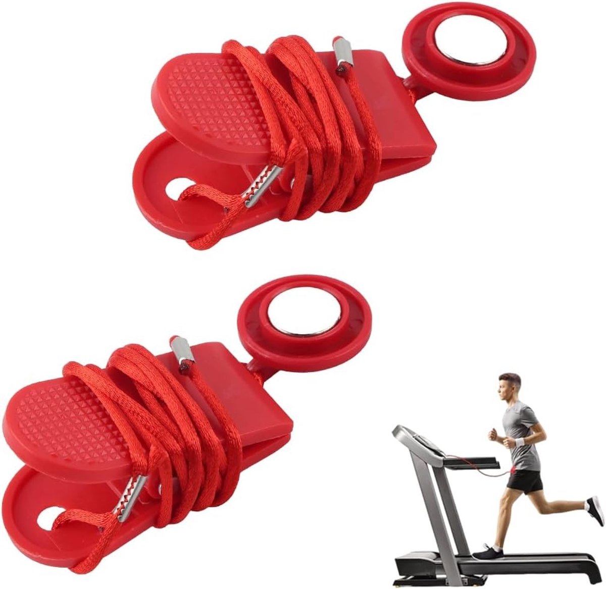 Universele Veiligheidskey voor Loopbanden - Magnetische Sluiting voor Veiligheidsschakelaar, Geschikt voor de Meeste Loopbanden, Set van 2, Ideaal voor Thuisgebruik en Fitness