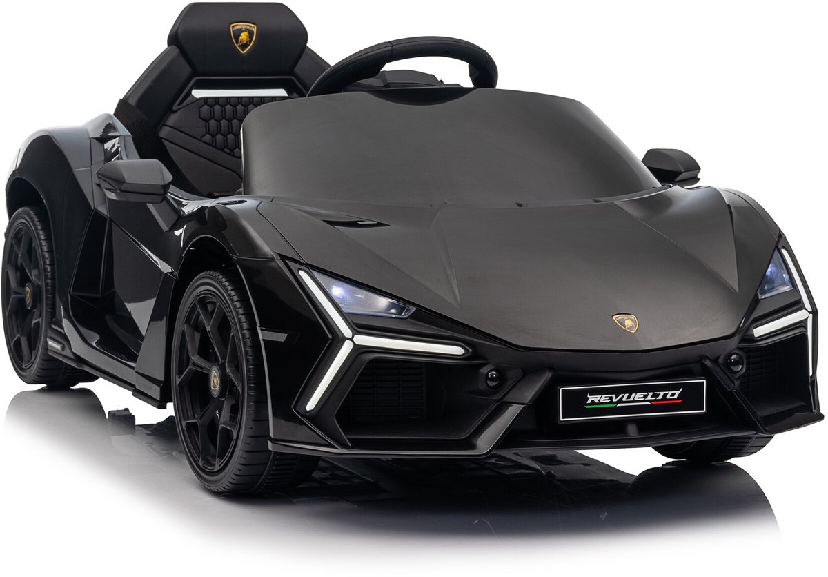 Lamborghini Revuelto - Elektrische Kinderauto - 12V - met Afstandsbediening - Zwart