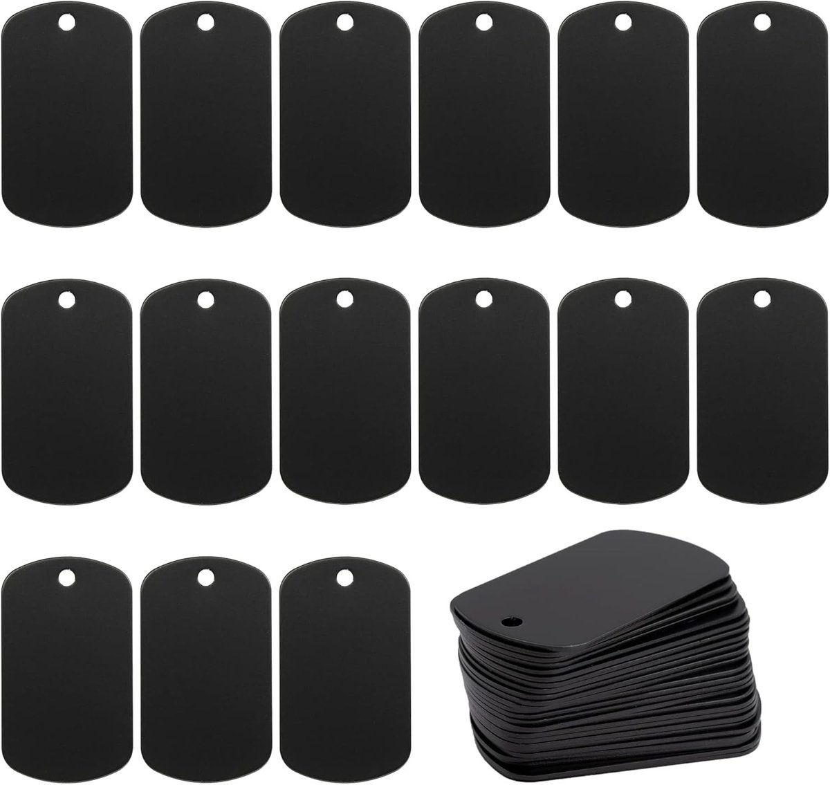 Lege Geanodiseerde Aluminium Stempelblanks voor Graveren - 50 Stuks Hondenlabels in Zwart, Perfect voor Persoonlijke Cadeaus en DIY Projecten