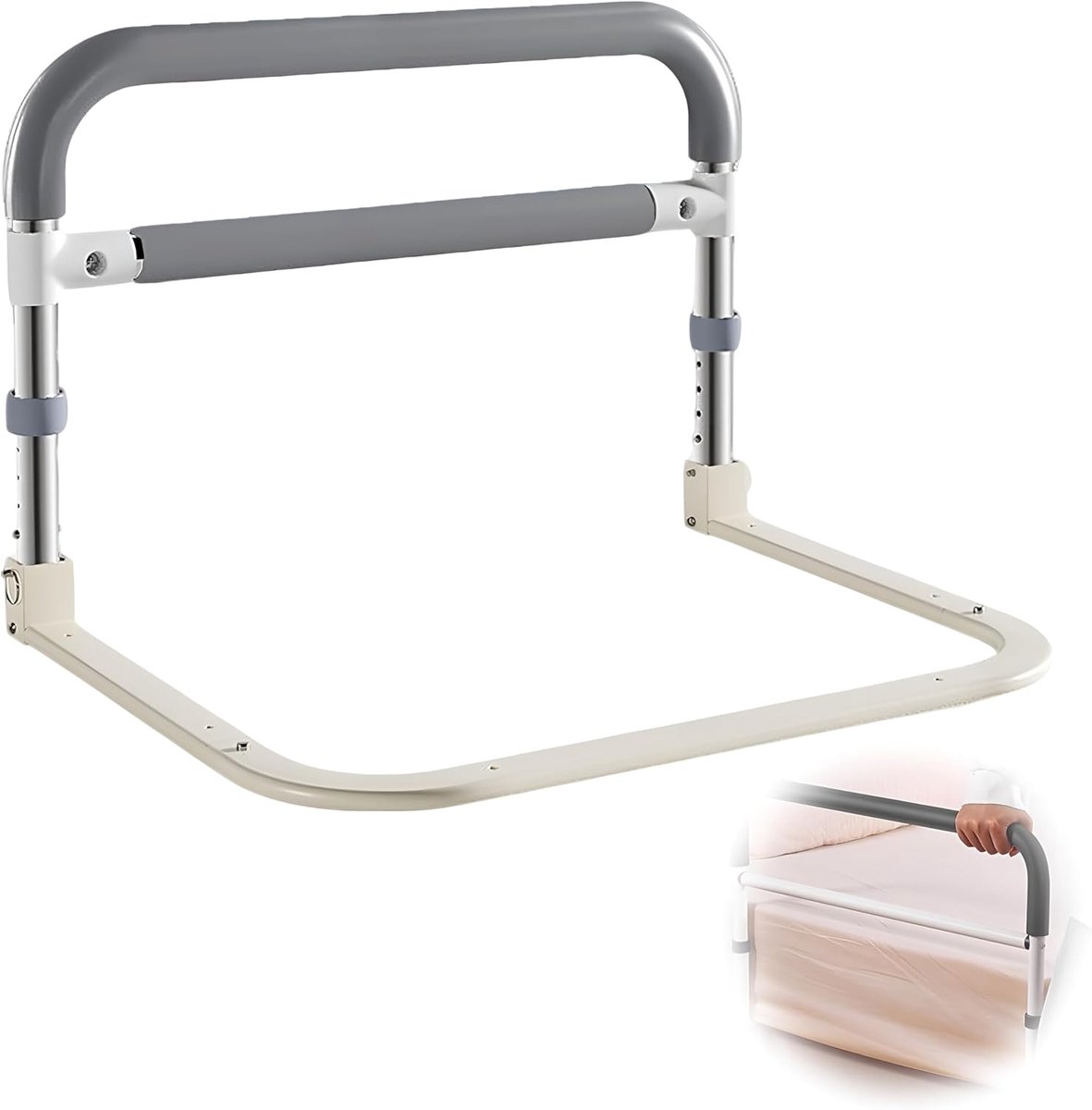 SnelShoppen - Bedhekje voor Ouderen, Opvouwbare Helling 63 cm, Verstelbare Hoogte, Veiligheid voor Bed Volwassenen, Thuisverzorging, Senioren met Verm