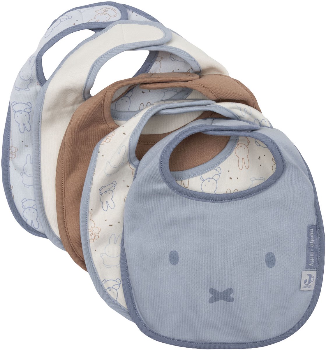 Jollein Slabbetjes Jersey Waterproof - 5 stuks - Nijntje Moments - Cloudy Blue