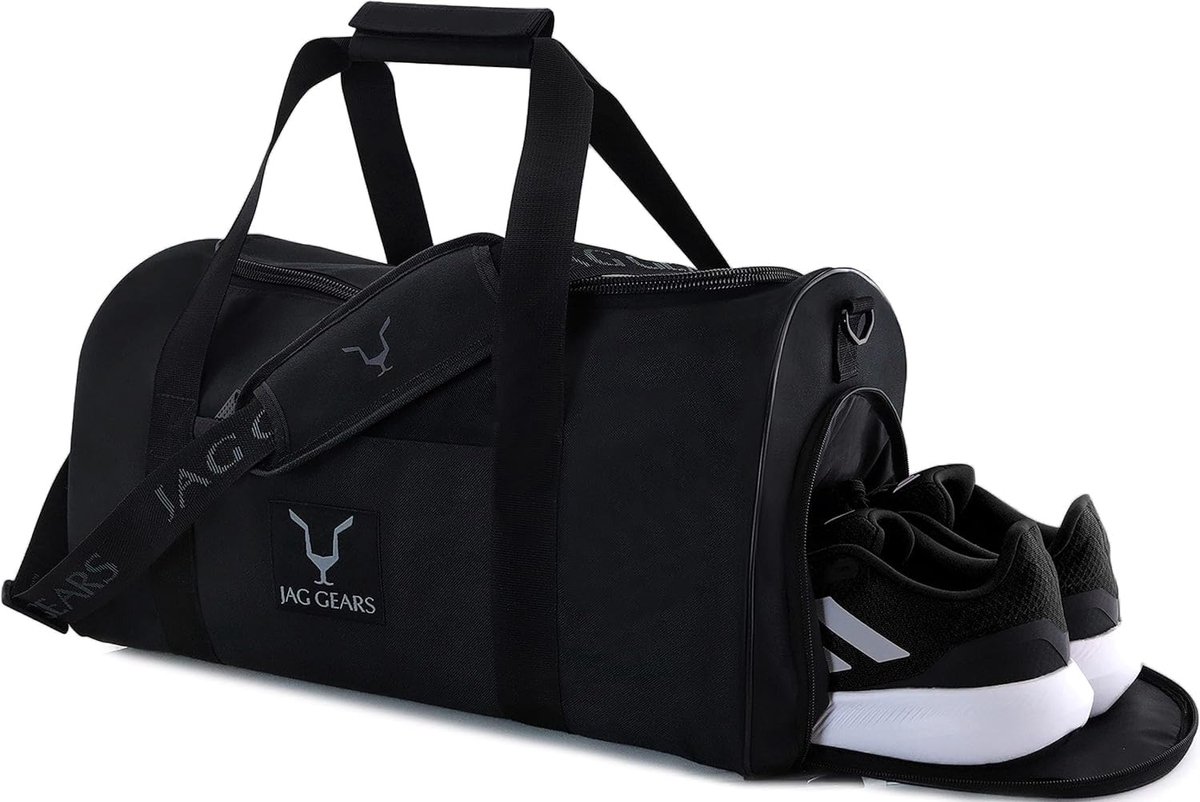 SnelShoppen - Sporttas met Schoenenvak Rugzak – Zwart Duffle Bag voor Gym, Fitness, Fietsen en Zwemmen – Ideaal voor Mannen & Vrouwen