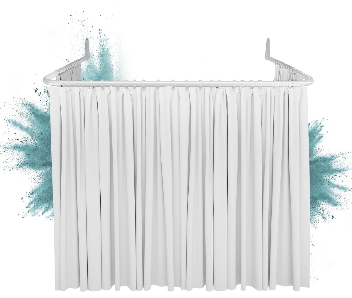 SnelShoppen - Douchegordijnstang Wandmontage 85x95x85 cm - PVC Vrij Kunststof Gecoat - 100% Roestvrij Staal - Wit - Ideaal voor Badkamer en Douche