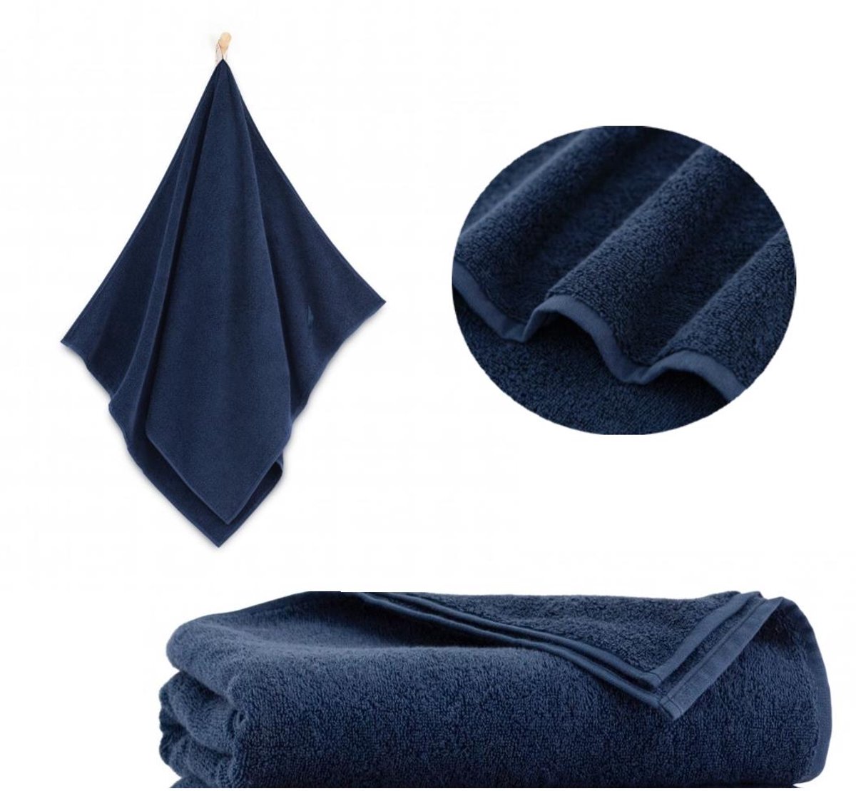 KONEY - Badhanddoek - Liczi2 - 70 x 140 cm - Marineblauw - 400 g/m²
