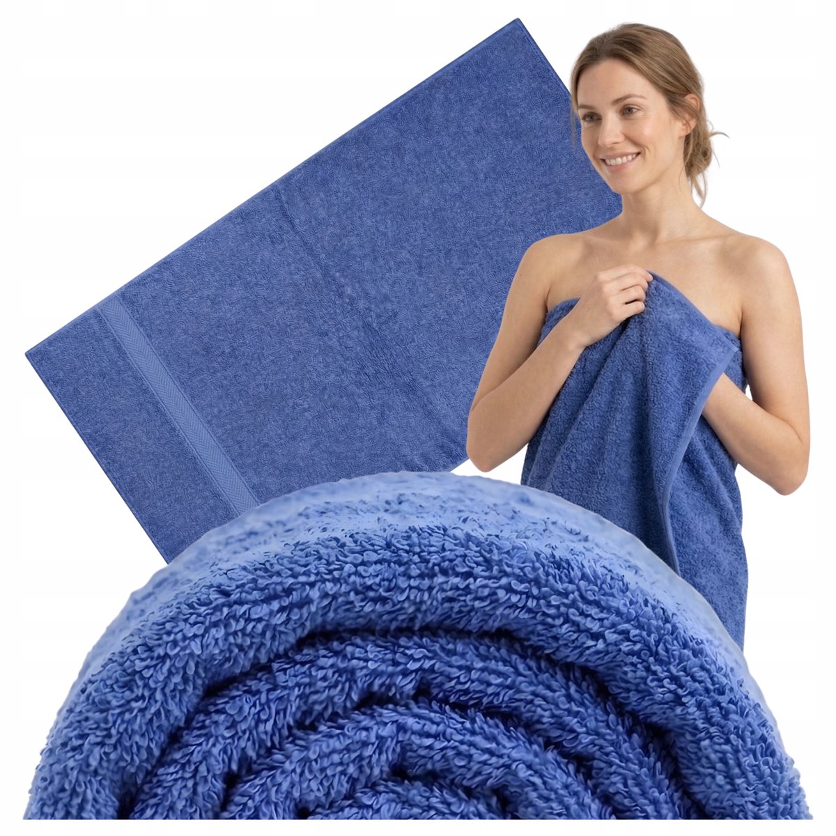 KONEY - Badhanddoek - Soft - 70 x 140 cm - Korenbloemblauw - 500 g/m²
