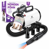 RobustRise Ultra Hondenfohn - 3800W - Wit - extra krachtig - Verstelbaar Vermogen - Waterblazer voor Honden - Hondenfohn met 4 Opzetstukken - Stil Design met geluidsdemper