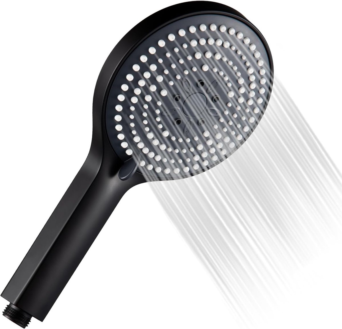 SnelShoppen - OFFO Douchekop Handdouche met 6 Massagestanden, Waterbesparende Douchekop, Groot Formaat (Φ130mm), Zwart voor Thuis, Wellness, en Spa-er