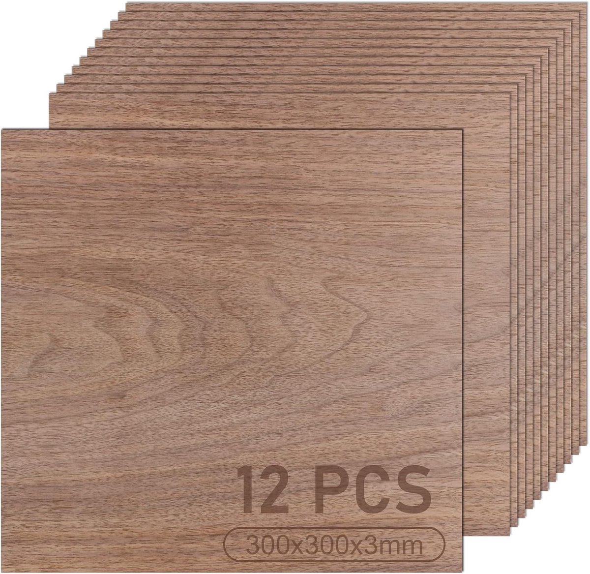 Plywood platen 30 x 30 cm, 3 mm onbewerkt hout voor lasergraveren, schilderen en DIY-projecten