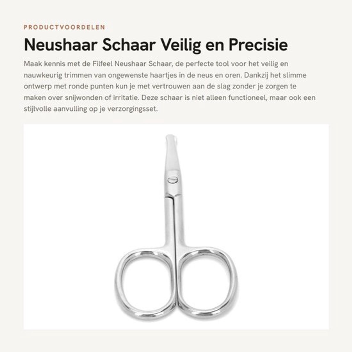Neushaar Schaar - Ronde Punt - Roestvrij Staal - Veilig - Precisie - Comfortabele Handgreep - Elegant Design - Gezichtschaartje