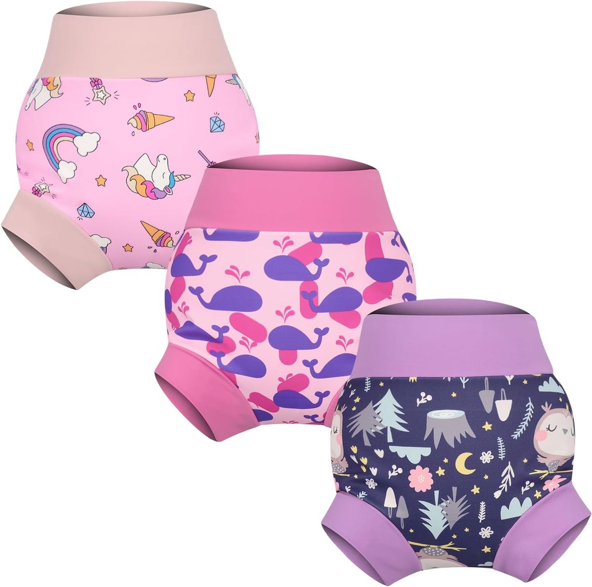 SnelShoppen - Herbruikbare zwemluiers voor jongens en meisjes - 3-pack zwemluier, eco-vriendelijk, comfortabel, wasbare zwemluiers, perfect voor zwemb