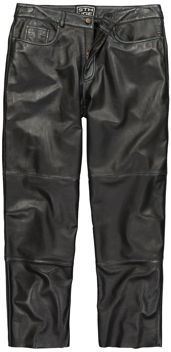 STHUGE - Heren - Leren broek leer baggy fit grote achterzakken tot 72 - Zwart - Maat 62